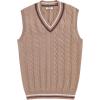 imageCOOFANDY Mens Sweater Vest V Neck Casual Sleeveless Pullover Striped Cable Knit Sweater VestKhaki
