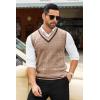 imageCOOFANDY Mens Sweater Vest V Neck Casual Sleeveless Pullover Striped Cable Knit Sweater VestKhaki