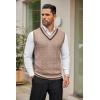 imageCOOFANDY Mens Sweater Vest V Neck Casual Sleeveless Pullover Striped Cable Knit Sweater VestKhaki