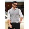 imageCOOFANDY Mens Sweater Vest V Neck Casual Sleeveless Pullover Striped Cable Knit Sweater VestLight Grey