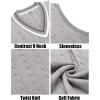 imageCOOFANDY Mens Sweater Vest V Neck Casual Sleeveless Pullover Striped Cable Knit Sweater VestLight Grey