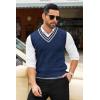 imageCOOFANDY Mens Sweater Vest V Neck Casual Sleeveless Pullover Striped Cable Knit Sweater VestNavy Blue