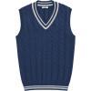 imageCOOFANDY Mens Sweater Vest V Neck Casual Sleeveless Pullover Striped Cable Knit Sweater VestNavy Blue