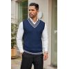 imageCOOFANDY Mens Sweater Vest V Neck Casual Sleeveless Pullover Striped Cable Knit Sweater VestNavy Blue