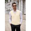 imageCOOFANDY Mens Sweater Vest V Neck Slim Fit Cable Knitted Sleeveless Pullover SweaterBeige