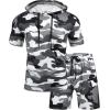 imageCOOFANDY Mens Tracksuit 2 Piece Hooded Athletic Sweatsuit Short Sleeve Casual Sports Hoodie Shorts SetCamouflage