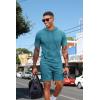 imageCOOFANDY Mens Tracksuit 2 Piece Hooded Athletic Sweatsuit Short Sleeve Casual Sports Hoodie Shorts SetDark Peacock Blue