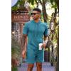 imageCOOFANDY Mens Tracksuit 2 Piece Hooded Athletic Sweatsuit Short Sleeve Casual Sports Hoodie Shorts SetDark Peacock Blue