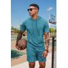 imageCOOFANDY Mens Tracksuit 2 Piece Hooded Athletic Sweatsuit Short Sleeve Casual Sports Hoodie Shorts SetDark Peacock Blue