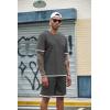 imageCOOFANDY Mens Waffle Shirt and Shorts Set 2 Piece Outfits Casual Summer Tracksuits Set with PocketsDark Grey