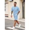 imageCOOFANDY Mens Waffle Shirt and Shorts Set 2 Piece Outfits Casual Summer Tracksuits Set with PocketsLight Blue