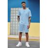 imageCOOFANDY Mens Waffle Shirt and Shorts Set 2 Piece Outfits Casual Summer Tracksuits Set with PocketsLight Blue