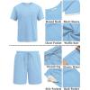 imageCOOFANDY Mens Waffle Shirt and Shorts Set 2 Piece Outfits Casual Summer Tracksuits Set with PocketsLight Blue