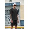imageCOOFANDY Mens Waffle Shirt and Shorts Set 2 Piece Outfits Casual Summer Tracksuits Set with PocketsPure Black