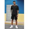 imageCOOFANDY Mens Waffle Shirt and Shorts Set 2 Piece Outfits Casual Summer Tracksuits Set with PocketsPure Black
