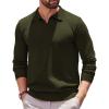 imageCOOFANDY Long Sleeve Polo Shirts for Men Knit Polo Sweater Lightweight Ribbed Pullover SweaterDark Green