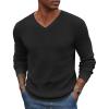 imageCOOFANDY Men V Neck Dress Sweater Knit Long Sleeve Casual Slim Fit Pullover SweaterBlack