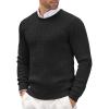 imageCOOFANDY Mens Crewneck Knit Sweater Slim Fit Lightweight Casual Twist Patterned Cable Knitted PulloverAblack