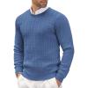 imageCOOFANDY Mens Crewneck Knit Sweater Slim Fit Lightweight Casual Twist Patterned Cable Knitted PulloverAdenim Blue