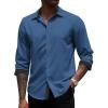 imageCOOFANDY Mens Long Sleeve Wrinkle Free Dress Shirts Inner Contrast Business Casual Button Down ShirtNavy