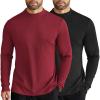 imageCOOFANDY Mens Mock Turtleneck Long Sleeve Shirts Slim Fit Basic TShirt Lightweight Ribbed Pullover Sweater2 Packblack  Wine Red