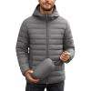 imageCOOFANDY Mens Packable Puffer Jacket Lightweight Hooded Insulated Winter Coat Windproof Zipper Down JacketGray