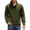 imageCOOFANDY Mens Quarter Pullover Quilted Sweatshirt Casual Knit Long Sleeve Mock Neck Sweater Waffle Collared PulloverArmy Green
