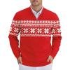 imageCOOFANDY Mens Quarter Zip Pullover Slim Fit Lightweight Knit Pullover Sweaters Casual Polo SweaterChristmas Red  White