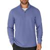 imageCOOFANDY Mens Quarter Zip Up Pullover Lightweight Mock Neck Sweatshirt Casual Long Sleeve Polo ShirtGrey Blue