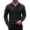 imageCOOFANDY Mens Quarter Zip Up Sweaters Slim Fit Casual Long Sleeve Knitted Mock Neck Pullover SweatersBlack
