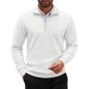 imageCOOFANDY Mens Quarter Zip Up Sweaters Slim Fit Casual Long Sleeve Knitted Mock Neck Pullover SweatersWhite