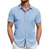 imageCOOFANDY Mens Short Sleeve Button Down Shirts Summer Untucked Casual Dress Shirts with PocketClear Blue