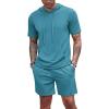 imageCOOFANDY Mens Tracksuit 2 Piece Hooded Athletic Sweatsuit Short Sleeve Casual Sports Hoodie Shorts SetDark Peacock Blue