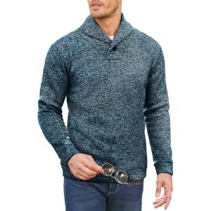 imageCOOFANDY Men Dress Sweater Shawl Collar Sweatshirt Fashion Light Fleece Sweatshirt Dark BlueDark Blue