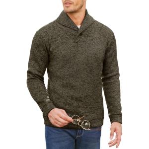 imageCOOFANDY Men Dress Sweater Shawl Collar Sweatshirt Fashion Light Fleece Sweatshirt Dark BlueDark Green