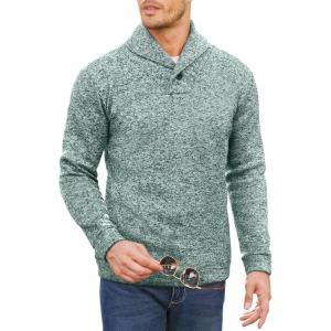 imageCOOFANDY Men Dress Sweater Shawl Collar Sweatshirt Fashion Light Fleece Sweatshirt Dark BlueGray Green