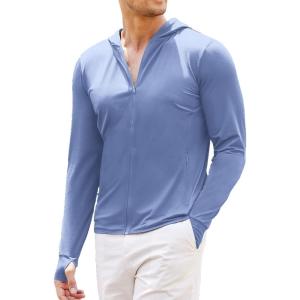 imageCOOFANDY Men Full Zip UPF 50 Sun Protection Hoodie Jacket Long Sleeve Lightweight Breathable UV Shirts with PocketsBlue