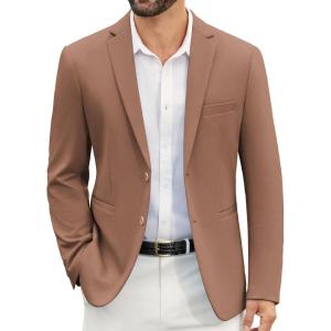 imageCOOFANDY Mens Casual Blazer Slim Fit Suit Jackets Two Button Lightweight Knit Sport CoatBrown