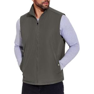 imageCOOFANDY Mens Casual Outerwear Vest Lightweight FullZip Sleeveless Jacket Outdoor Hiking Travel Golf Vest with PocketsDark Grey