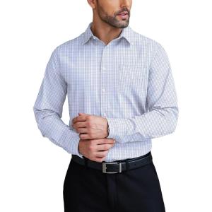 imageCOOFANDY Mens Dress Shirts Wrinkle Free Long Sleeve Button Down Shirts Formal Business ShirtBlue Middle Plaid