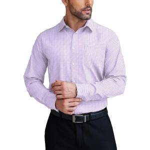 imageCOOFANDY Mens Dress Shirts Wrinkle Free Long Sleeve Button Down Shirts Formal Business ShirtPurple Middle Plaid