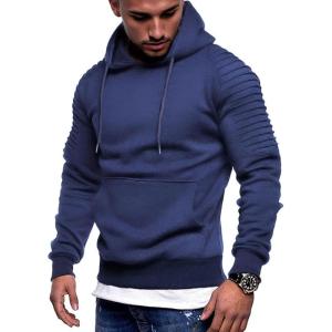 imageCOOFANDY Mens Hoodie Sweatshirts Casual Drawstring Hoodies Fashion Hooded Collar Athletic Pullover with PocketBlue