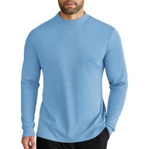 imageCOOFANDY Mens Mock Turtleneck Long Sleeve Shirts Slim Fit Basic TShirt Lightweight Ribbed Pullover Sweater1 Packblue