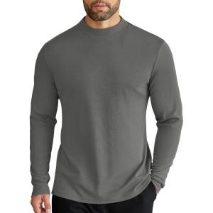 imageCOOFANDY Mens Mock Turtleneck Long Sleeve Shirts Slim Fit Basic TShirt Lightweight Ribbed Pullover Sweater1 Packdark Grey