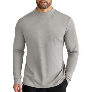 imageCOOFANDY Mens Mock Turtleneck Long Sleeve Shirts Slim Fit Basic TShirt Lightweight Ribbed Pullover Sweater1 Packlight Grey