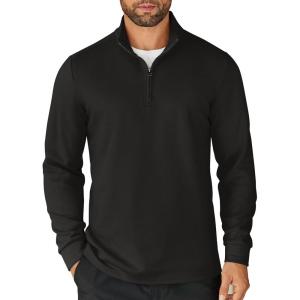 imageCOOFANDY Mens Quarter Zip Up Pullover Lightweight Mock Neck Sweatshirt Casual Long Sleeve Polo Shirt01black