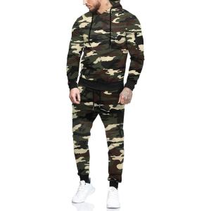 imageCOOFANDY Mens Tracksuit 2 Piece Hooded Athletic Sweatsuits Casual Running Jogging Sport Suit SetsGreen Camo