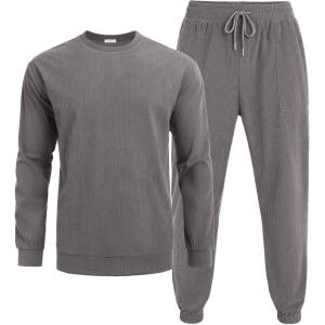 imageCOOFANDY Mens Tracksuit 2 Piece Sweatsuit Set Long Sleeve Pullover Athletic Suit For Sports Casual Fitness JoggingGrey