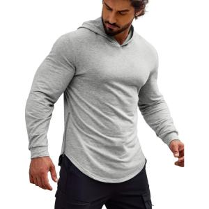imageCOOFANDY Mens Workout Sweatshirts Long Sleeve Muscle Fit Athletic Gym Hoodies PulloverLight Grey 1