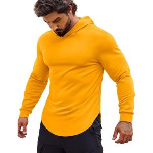 imageCOOFANDY Mens Workout Sweatshirts Long Sleeve Muscle Fit Athletic Gym Hoodies PulloverYellow